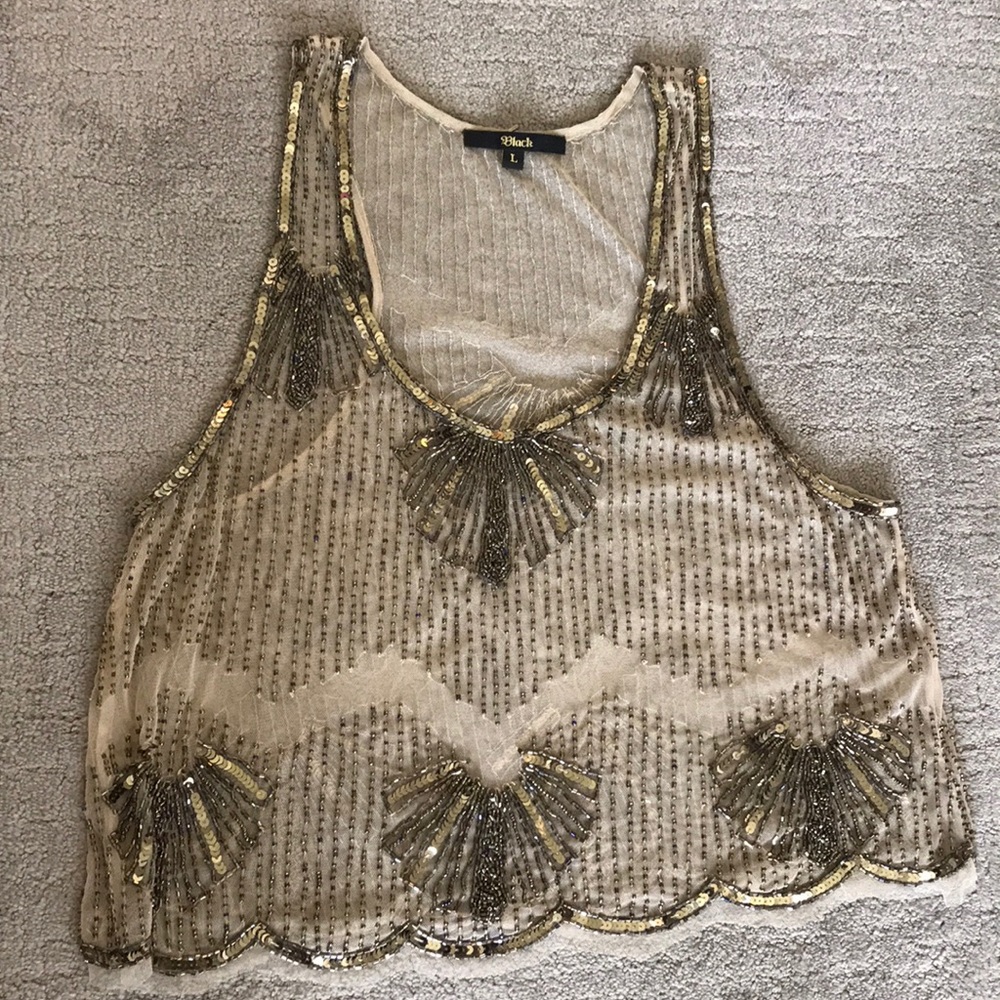 Beaded bronze sleeveless top by BLACK